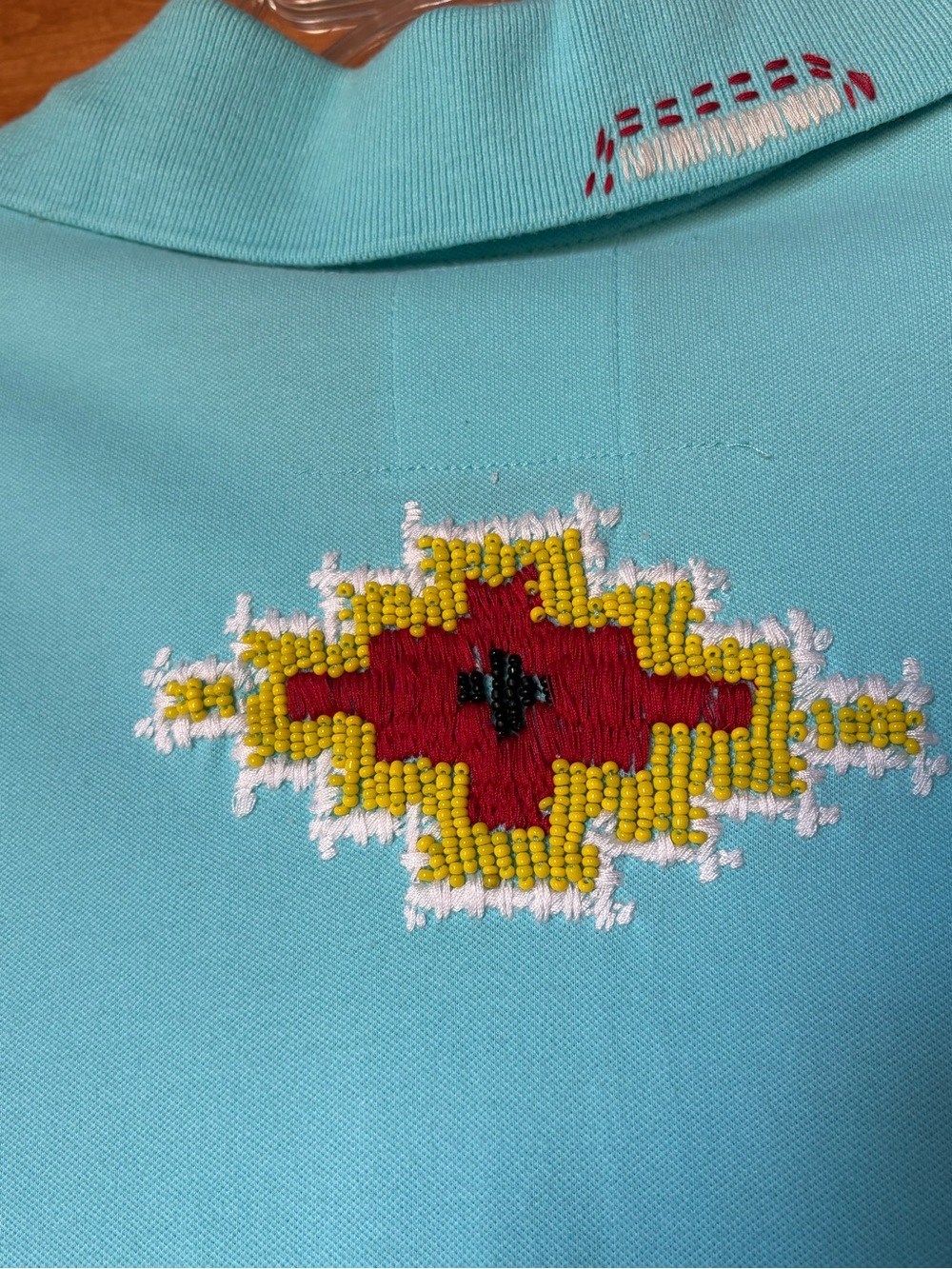Double D Ranch Turquoise Polo Dress with embroidery and beading. - Picture 3 of 8
